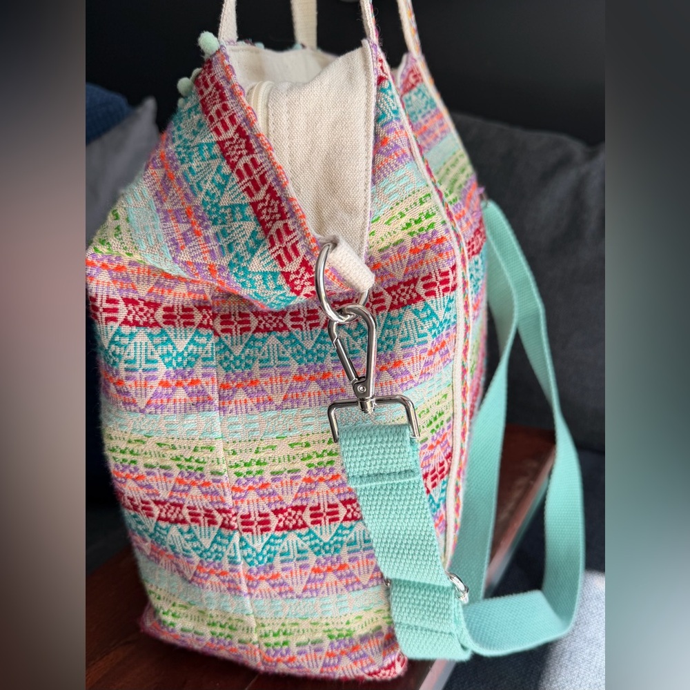 America & Beyond Boho Rainbow hand-beaded tote EUC - Picture 6 of 12